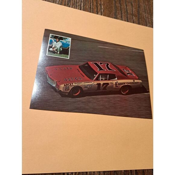 Vintage Bill Dennis #17 NASCAR Postcard EMRICK Chevy STP Racing Pictorial - Picture 1 of 2